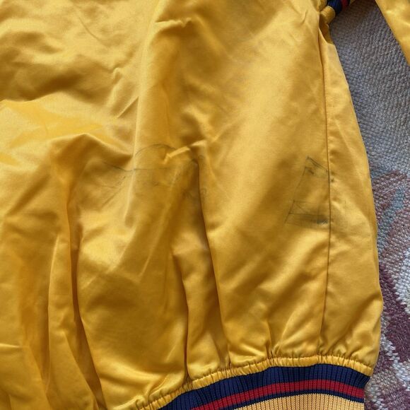 Vintage 90s Karl Kani Satin Jacket XXL Yellow Baseball Varsity Rap Hip Hop 2XL - Picture 8 of 11